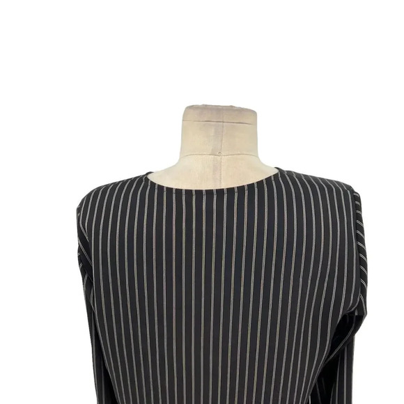 Karen‎ Millen Pinstripe Wrap Blouse Black Long Sleeve Size US 4 - Picture 9 of 13
